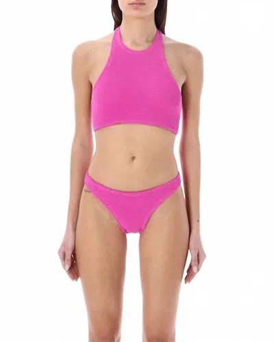 Reina Olga The Longboarder Crinkled Lux Swimsuit In Pink