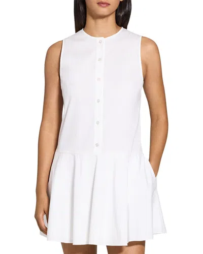 Theory Mini Dress With Crew Neck And Flared Skirt In White