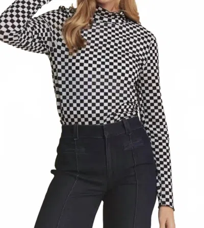 Jade By Jane Lillian Checkered Top In Black/white