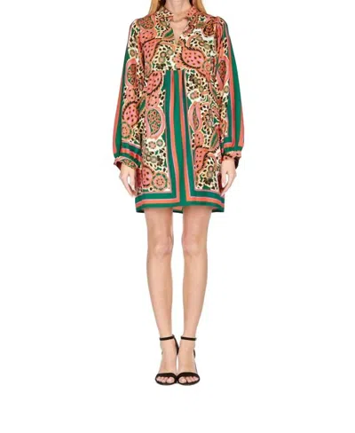 Joy Joy Paisley Scarf Batwing Dress In Multicolor In Multi