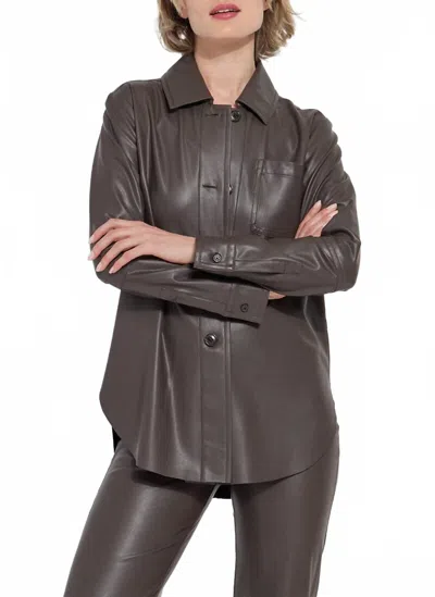 Lyssé Amara Vegan Leather Overshirt In Brown