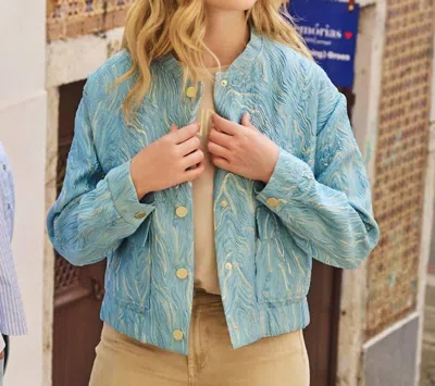 Esqualo Bomber Jacquard Jacket In Blue In Blue