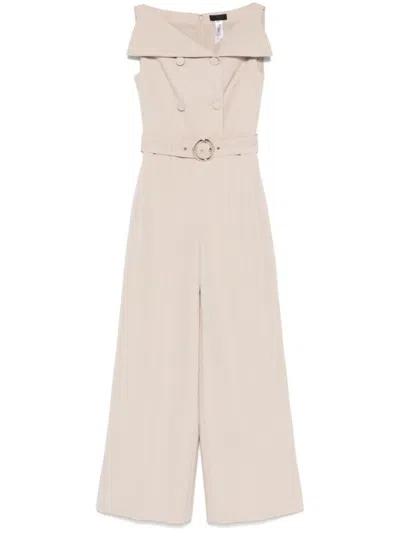Liu •jo Liu Jo Beige Pants With Structured Wide-leg And Belted Waist In Neutral