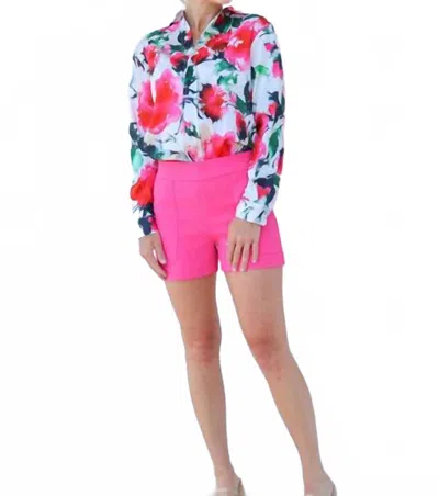 Lavender Brown Hailey Floral Watercolor Blouse In Pink Multi In Pink