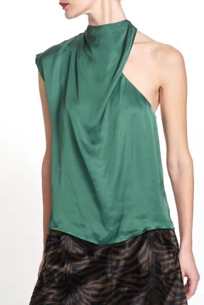 Corey Lynn Calter Sage Silk Blouse In Green