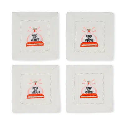 Tiramisu Veuve Vibes Embroidered Cocktail Napkins In White