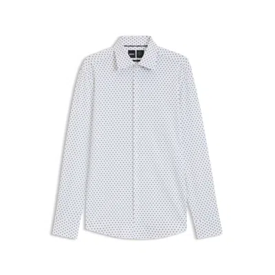 Hugo Boss Slim-fit Shirt In Italian-made Performance-stretch Fabric In White