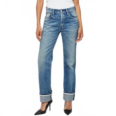 Moussy Amityville Straight Cuff Jean In Light Blue In Blue