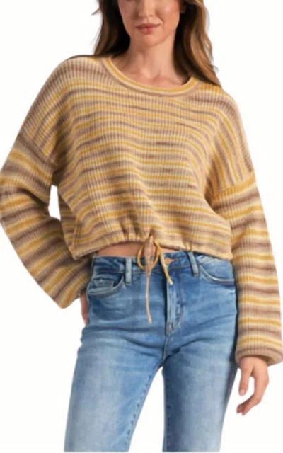 Elan International Striped Sweater In Yellow In Brown
