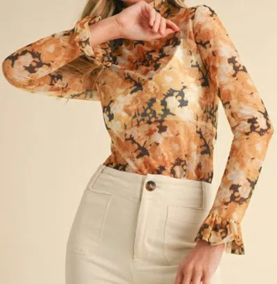 Merci Fallon Long Sleeve Top In Yellow In Multi
