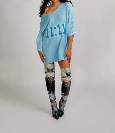 Chuks Collins Eva Knit Oversized Top In Blue In Blue