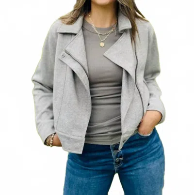 Dylan Mason Knit Bomber In Brown In Gray