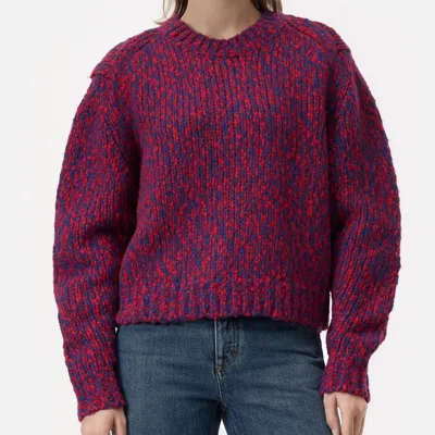 Closed Cropped Crewneck Wool Sweater In Chili In Burgundy