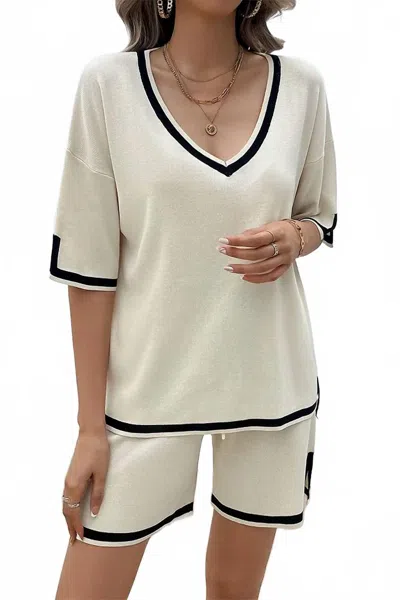 Supreme Fashion All Put Together Knit Short Set In Beige/black