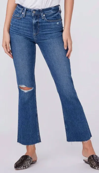 Paige Vintage Colette Crop Flare Jeans In Blaine Destructed In Blue