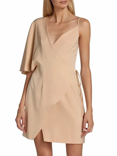 Kimberly Goldson Laurel Wrap Silhouette Flutter Sleeve Mini Dress In Bone In Neutral