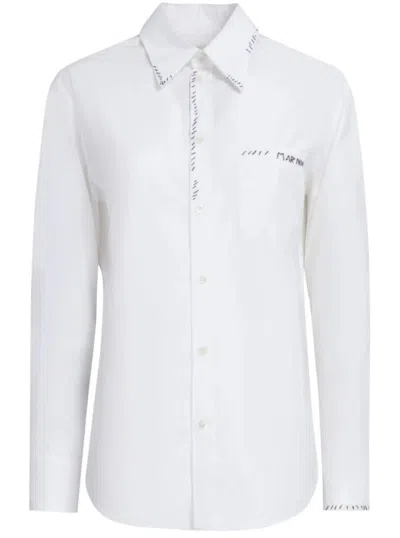 Marni Oversized White Shirt With Contrasting Logo Print