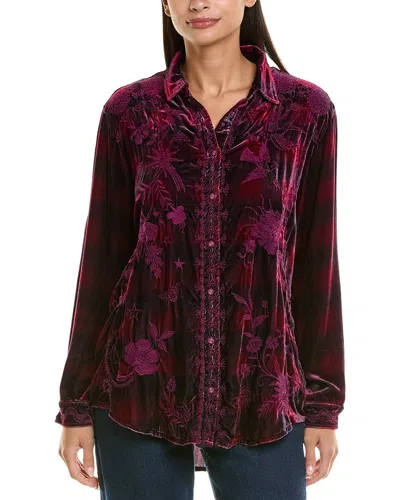 Johnny Was Velvet Oversized Silk-blend Shirt