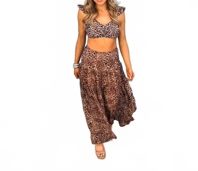 Blakeley Animal Print Three Piece Swim Set In Capri Chic In Brown