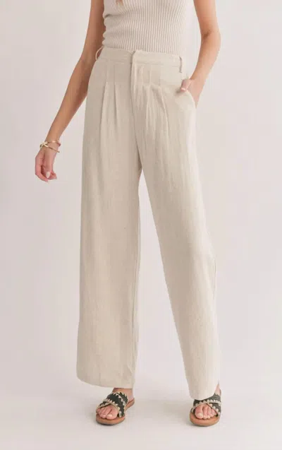 Sadie & Sage Luna Pleated Trousers In Oatmeal In White