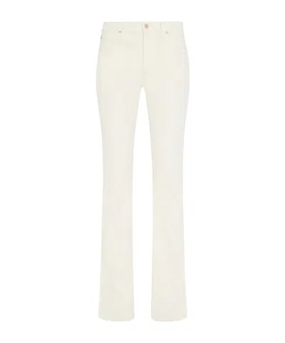 7 For All Mankind Logo-patch Bootcut Trousers In White