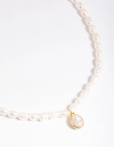 Lovisa Gold Plated Freshwater Pearl Oval Drop Necklace