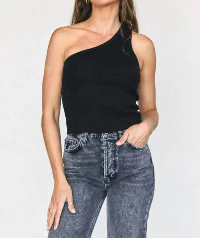 Perfectwhitetee Call Me Tank Top In True Black In Black