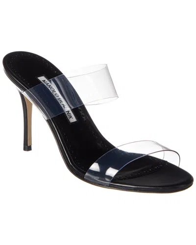 Manolo Blahnik Scolto Clear Two-band Slide Sandals In Black