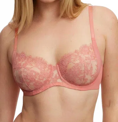 Skarlett Blue Entice Lace Side Support Full Coverage Bra In Geranium/cashmere In Pink