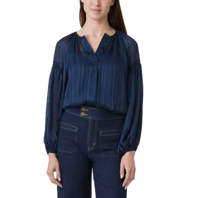 Habitual Balloon Sleeve Blouse In Midnight Blue In Blue