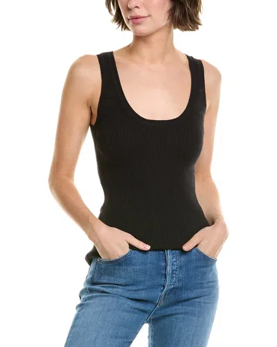 Enza Costa Knit Scoop Linen-blend Tank In Black