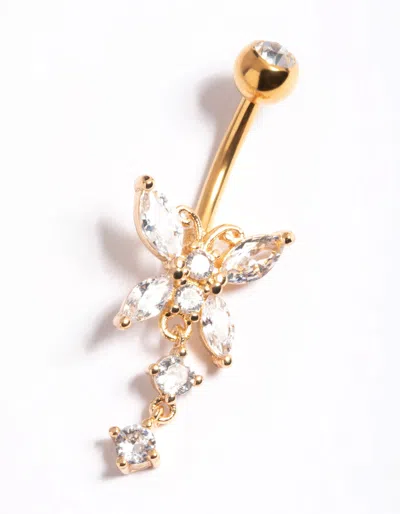 Lovisa Gold Plated Surgical Steel Crystal Butterfly Belly Bar