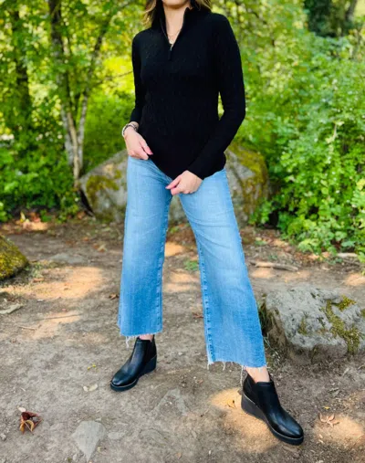 Pure Amici Cashmere Half Zip Pullover In Black