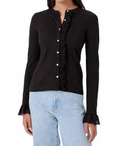 Goldie Isabel Long Sleeve Ruffle Shirt In Black In Black