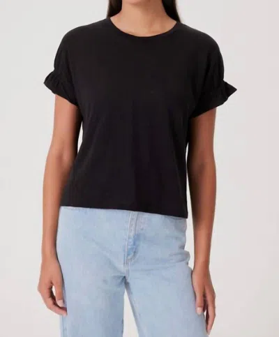 Goldie Sweet Puff Sleeves Boxy Cut Top In Black In Black