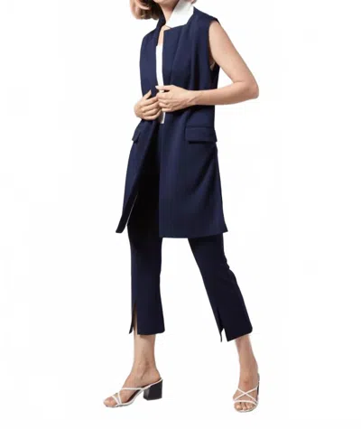 Lyssé Vivienne Ponte Long Vest In Navy In Blue