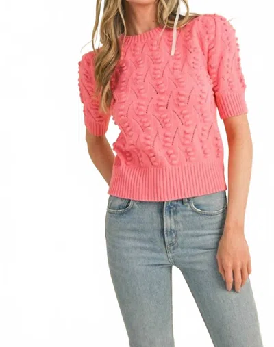 Merci Popcorn Knit Short Sleeve Sweater In Pink In Pink