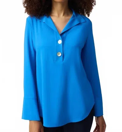 Joseph Ribkoff Gauze Straight Top In Coastal Blue In Blue