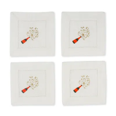 Tiramisu Sip & Sparkle Embroidered Cocktail Napkins In White