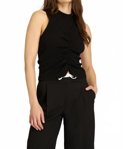 Project Social T In Your Head Ruched Front Sweater Tank Top In Mineral Black In Black