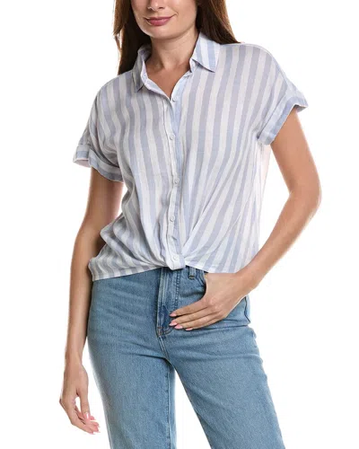 Lola River Linen-blend Stripe Shirt In Blue