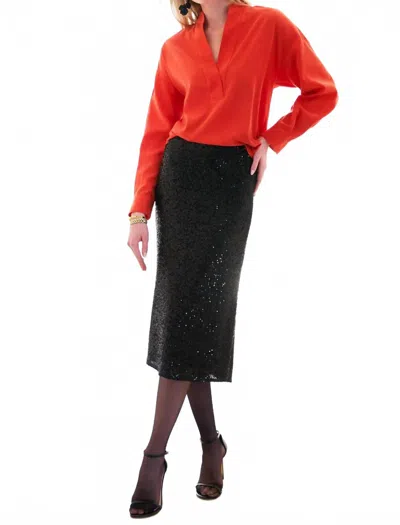 Finley Elsa Washed Cupro Top In Flame In Red