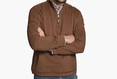 Johnston & Murphy Reversible Solid 1/4 Zip Sweater In Rust/oatmeal In Brown