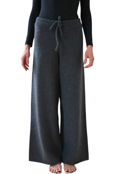 Alashan Cashmere Terry Stitch Wide Leg Pants In Pepper In Gray