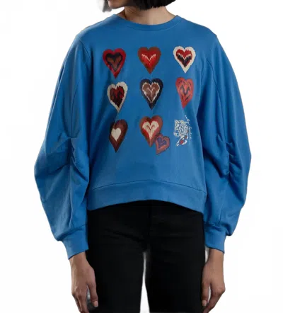 Emily Lovelock Jemma Hearts Sweatshirt In Blue In Blue