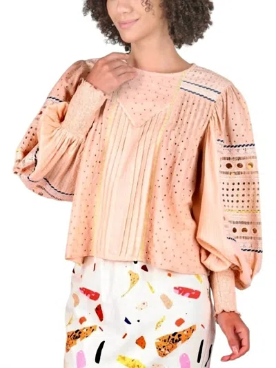 Conditions Apply Women's Crimson Embroidered Eyelet Top In Blush Pearl In Multi