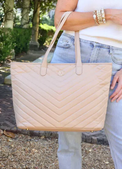 Caroline Hill James Tote Tan V Quilted
