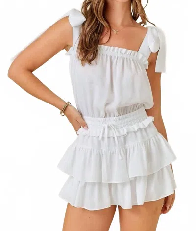 Day + Moon Darla Tie Strap Romper In White In White