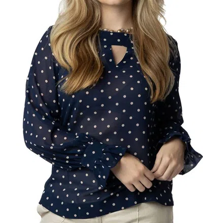 Coco Indigo Positano Polka-dot Blouse In Navy