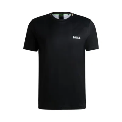 Hugo Boss Slim-fit T-shirt With Popcorn Stripe Fabric In Black